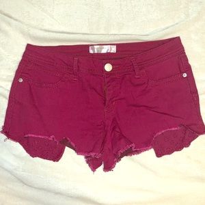 Women's maroon and baby pink shorts